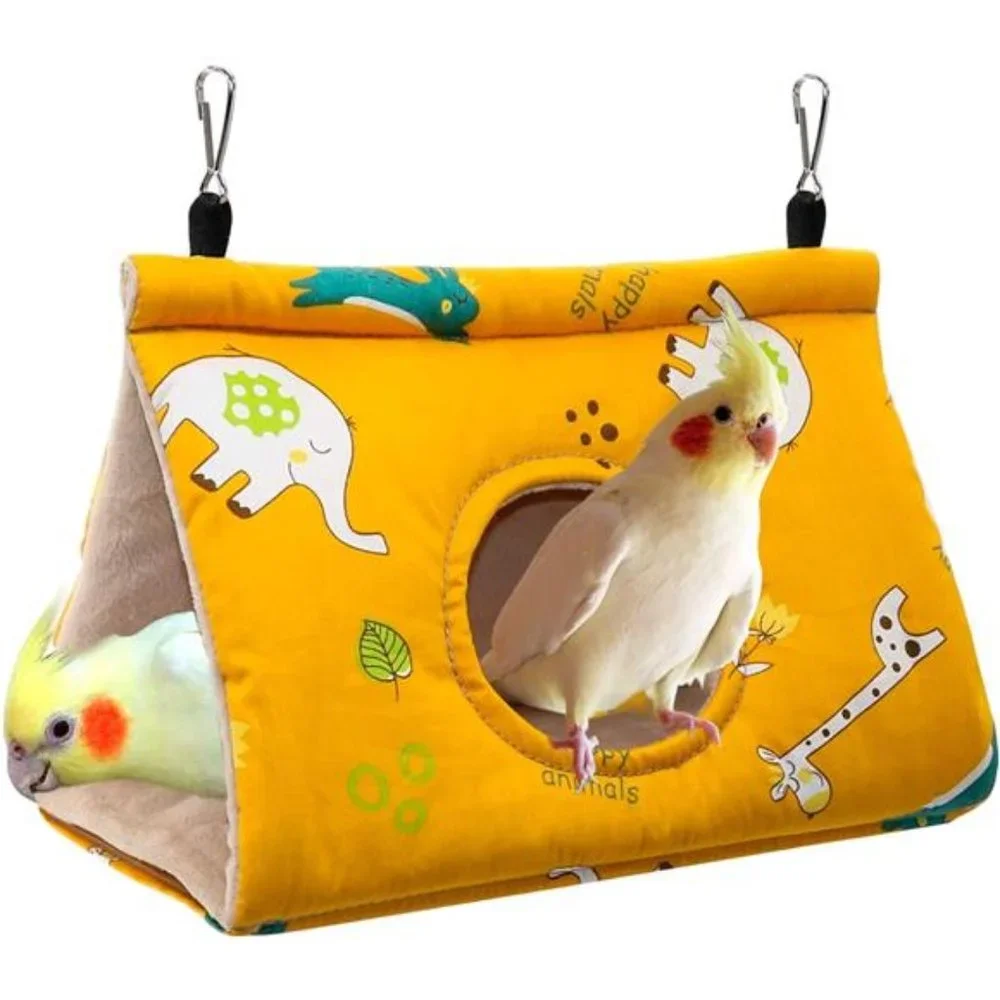 Winter Warm Bird Nest House - Hanging Hammock Velvet Shed Hut Cage Plush Fluffy